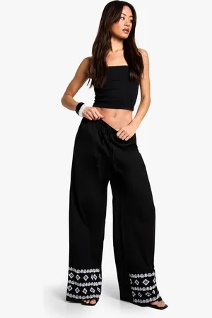 Boohoo Womens Tall Wide Leg Broderie Hem Trouser - - 8