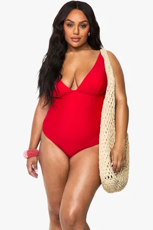 Boohoo Womens Plus Tummy Control Plunge Swimsuit - - 16