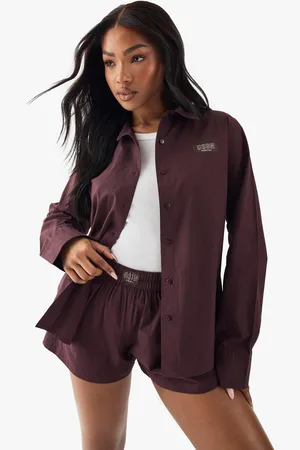 Boohoo Womens Dsgn Cotton Poplin Lounge Shirt - - 6