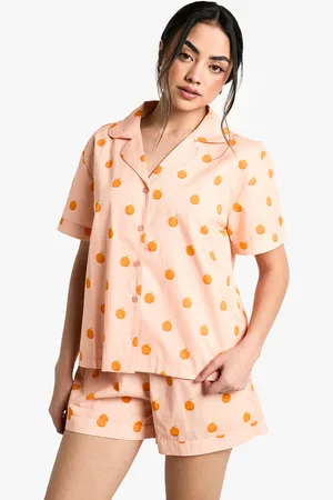 Boohoo Womens Print Cotton Poplin Short Sleeve Shirt & Shorts Pyjama Set - 6