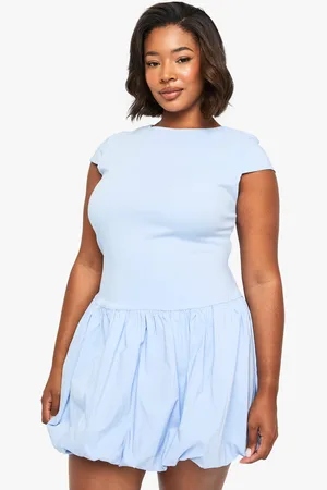 Boohoo Womens Plus Bengaline Cap Sleeve Puffball Mini Dress - - 16
