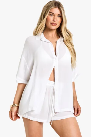 Boohoo Womens Beachwear Essentials Short Sleeve Shirt - - S
