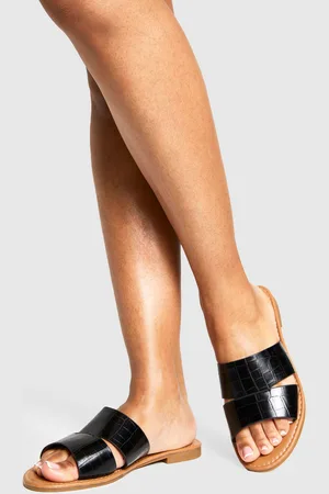 Boohoo Womens Croc Peep Toe Sliders - - 3