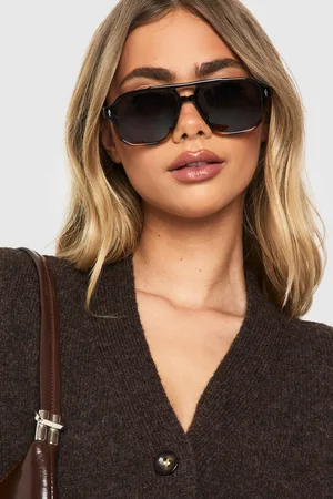Boohoo Womens Tortoise Shell Aviator Sunglasses - - One Size
