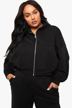Boohoo Womens Plus Balloon Sleeve Zip Up Hoodie - - 16