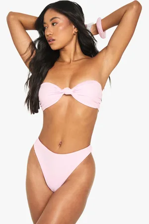 Boohoo Womens Swimwear Essentials Knot Bandeau Bikini Top - - 6