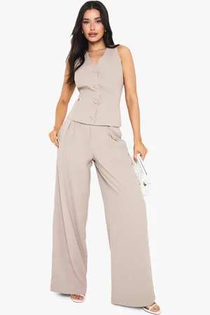 Boohoo Womens Tall Pleat Detail Wide Leg Tailored Trouser - - 8