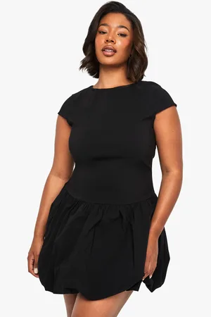 Boohoo Womens Plus Bengaline Cap Sleeve Puffball Mini Dress - - 16