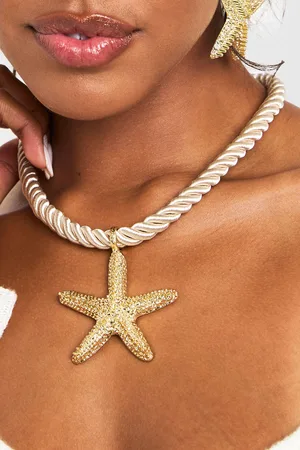 Boohoo Womens Textured Starfish Rope Necklace - - One Size