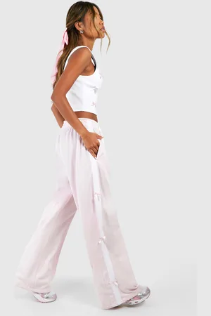 Boohoo Womens Tricot Bow Detail Straight Leg Jogger - - S