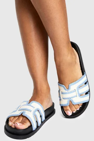 Boohoo Womens Contrast Crochet Detail Cut Out Sliders - - 3