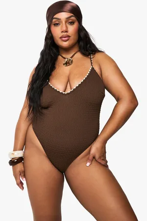 Boohoo Womens Plus Contrast Stitch Scoop Swimsuit - - 16
