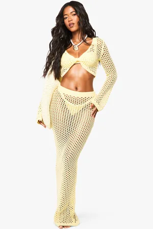 Boohoo Womens Beach Crochet Knitted Maxi Skirt - - S