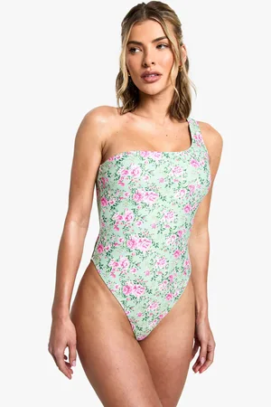 Boohoo Womens Ditsy Floral One Shoulder Swimsuit - - 6