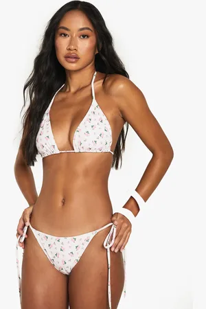 Boohoo Womens Swimwear Essentials Ditsy Floral Tie Side Bikini Bottoms - - 6