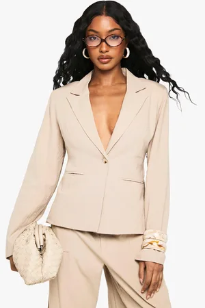 Boohoo Womens Tailored Linen Look Single Breast Blazer - - 8