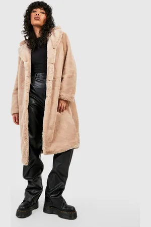 Boohoo Womens Textured Faux Fur Coat - - 10