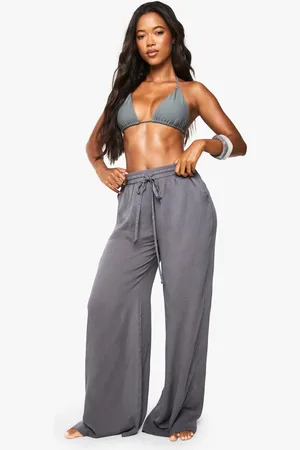 Boohoo Womens Beachwear Essentials Wide Leg Trousers - - S