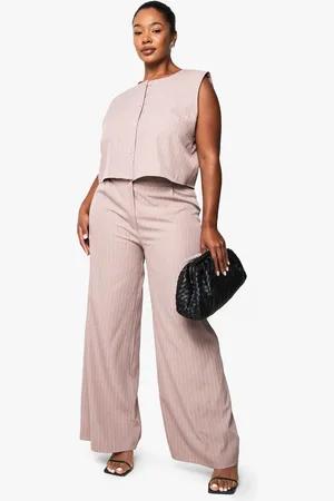 Boohoo Womens Plus Wide Leg Pinsripe Trouser - - 16