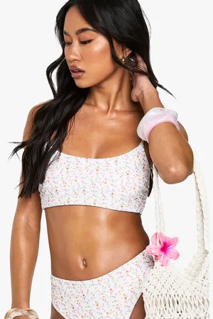 Boohoo Womens Reversible Ditsy Floral Scoop Neck Bikini Top - - 6