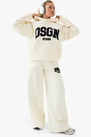 Boohoo Womens Dsgn Studio Towelling Applique Straight Leg Jogger - - S