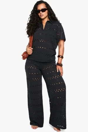 Boohoo Womens Plus Beach Wide Leg Beach Trousers - - 16