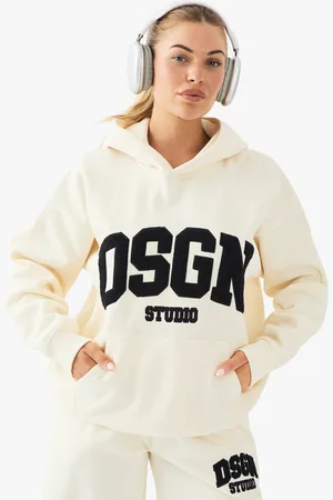 Boohoo Womens Dsgn Studio Towelling Applique Oversized Hoodie - - S
