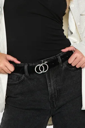 Boohoo Womens Faux Suede Double Ring Boyfriend Belt - - One Size