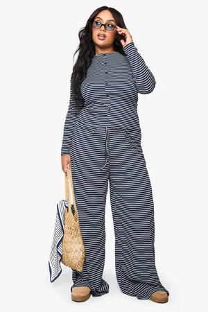 Boohoo Womens Plus Stripe Button Front Top - - 16