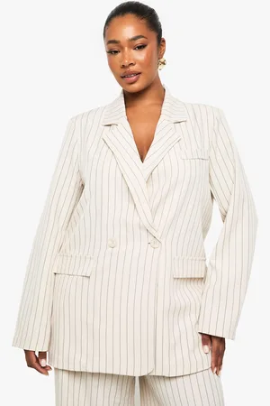 Boohoo Womens Plus Pinstripe Oversized Blazer - - 16