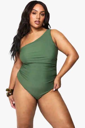 Boohoo Womens Plus Tummy Control One Shoulder Swimsuit - - 16