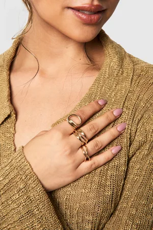 Boohoo Womens Cut Out Ring 3 Pack - - S/M