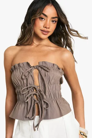 Boohoo Womens Bengaline Bandeau Tie Front Corset - - 6