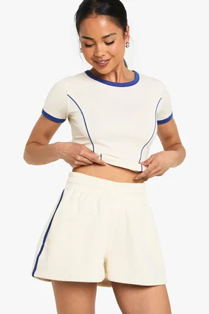 Boohoo Womens Piping Detail T-Shirt And Short Tracksuit - - S