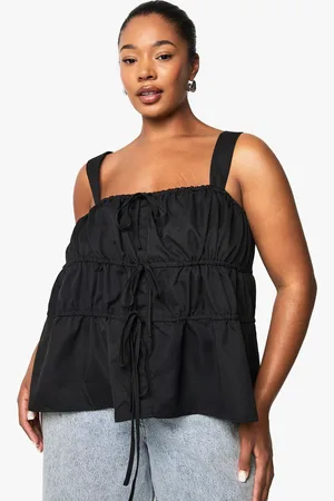 Boohoo Womens Plus Wide Strap Tie Front Smock Top - - 16