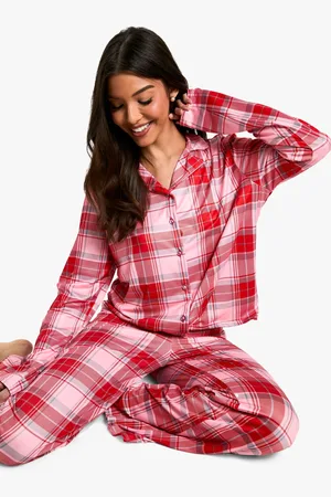 Boohoo Womens Christmas Tartan Long Sleeve Trouser Set - - 6