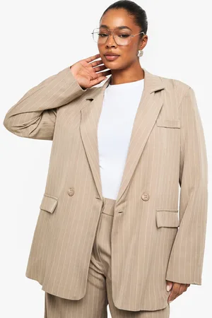 Boohoo Womens Plus Pinstripe Oversized Blazer - - 16