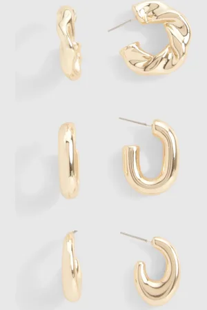 Boohoo Womens Chunky Hoop Multipack Earrings - One Size