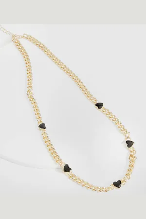 Boohoo Womens Black Heart Chain Necklace - - One Size