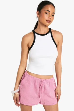 Boohoo Womens Rib Contrast Binding Racer Neck Vest Top - - 6