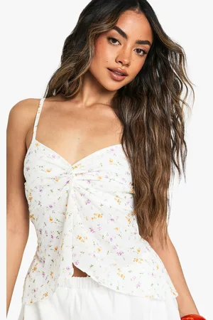 Boohoo Womens Ditsy Textured Twist Front Cami Top - - 6