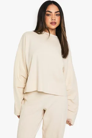 Boohoo Womens Pleated Sleeve Interlock Sweatshirt - - S