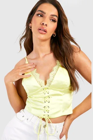 Boohoo Womens Satin Strappy Lace Up Corset Top - - 14