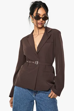 Boohoo Womens Belted Relaxed Fit Blazer - - 6
