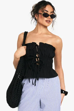 Boohoo Womens Bengaline Bandeau Tie Front Corset - - 6