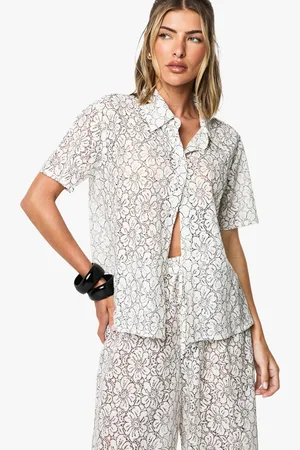 Boohoo Womens Corded Lace Beach Shirt - - S