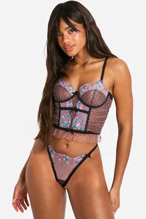 Boohoo Womens Polka Dot Embroidered Frill Corset - - Xl