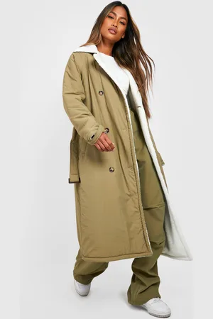 Boohoo Womens Borg Lined Padded Trench Coat - - 16
