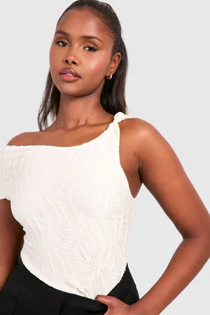 Boohoo Womens Textured Drape Asymmetric Top - - 12