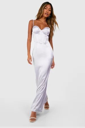 Boohoo Womens Satin Corset Strappy Maxi Dress - - 8